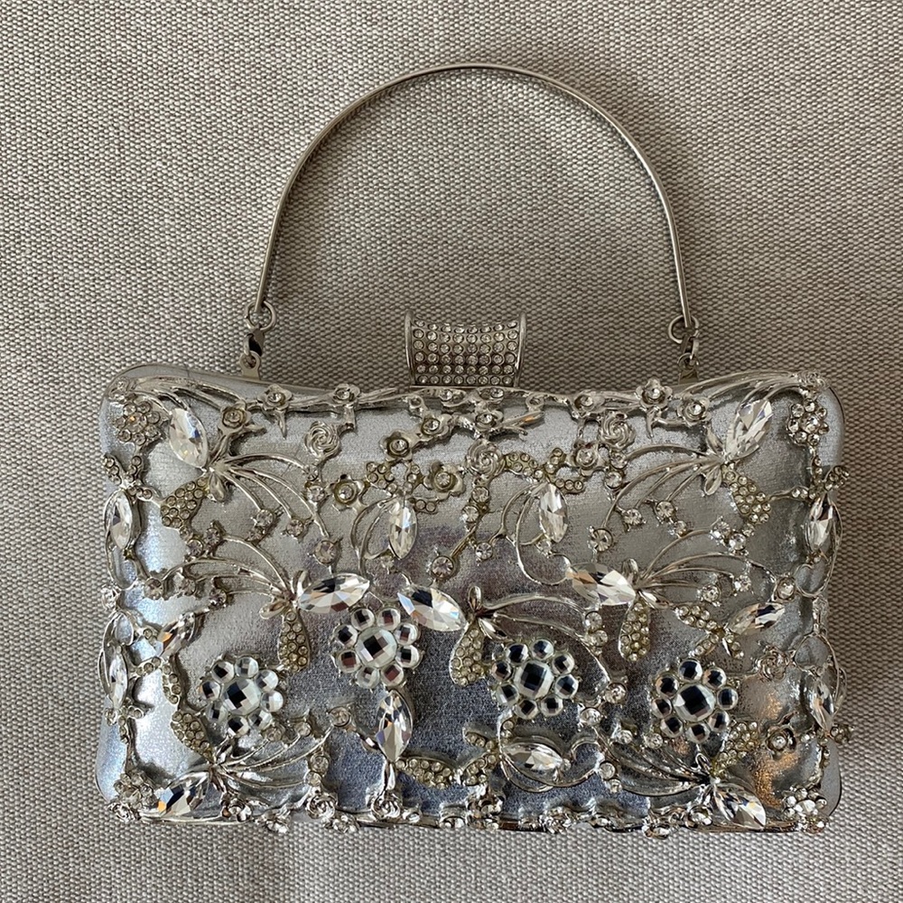 Silver jewelled clutch